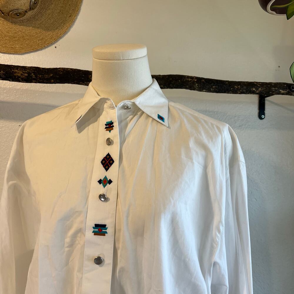 Brannan Street USA White Southwestern Embroidered Pearl Button Shirt Size 4